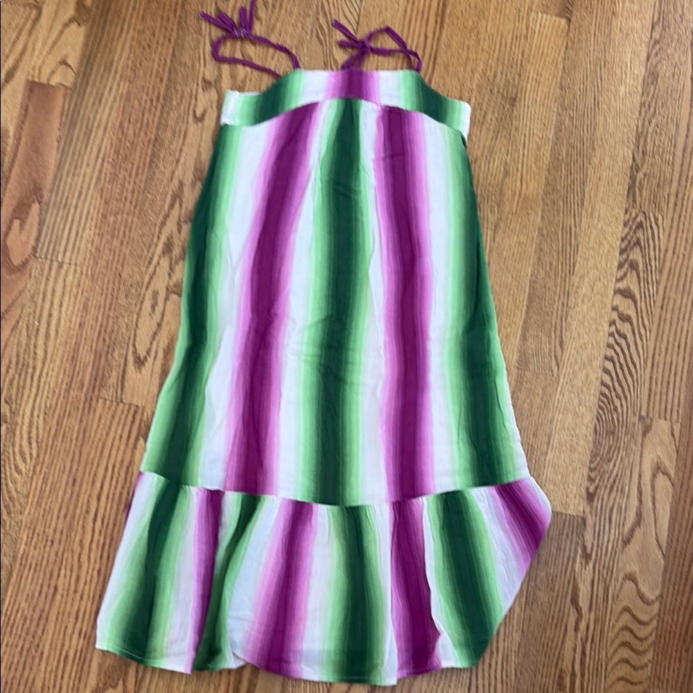 Janie and Jack Striped Green and Purple Dress
